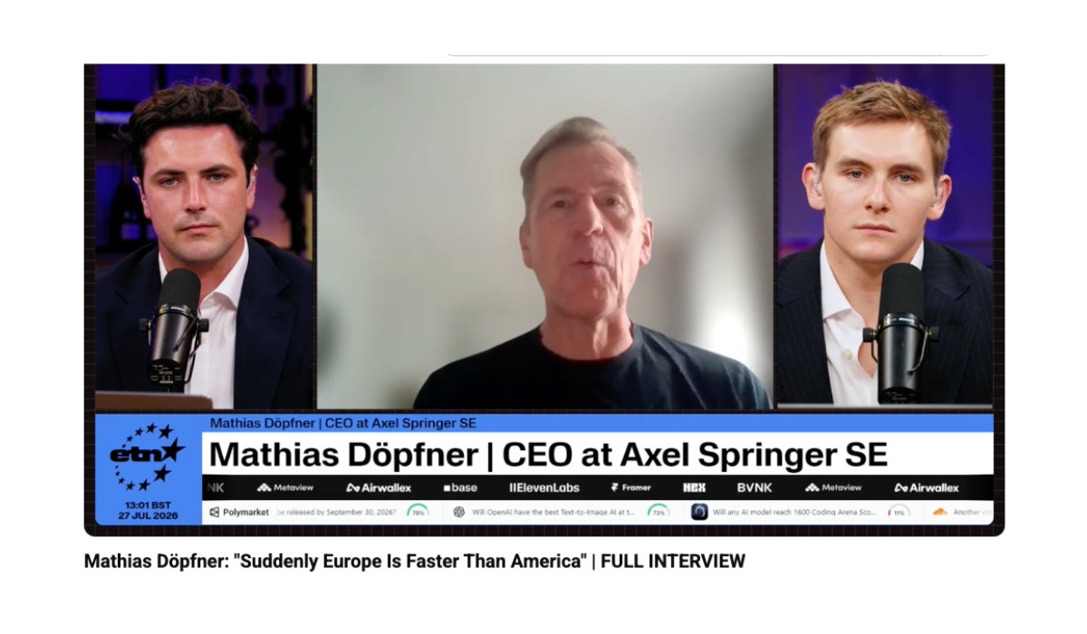 Axel Springer investiert in Live-Tech-Talkshow „etn.“ aus London